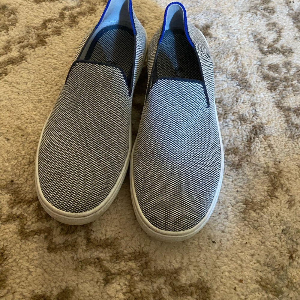 Rothy’s The Original Slip-On Sneakers Size 6.5 Blue and White
